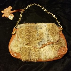 Gianni Bini Brown and Tan Fur Shoulder Bag